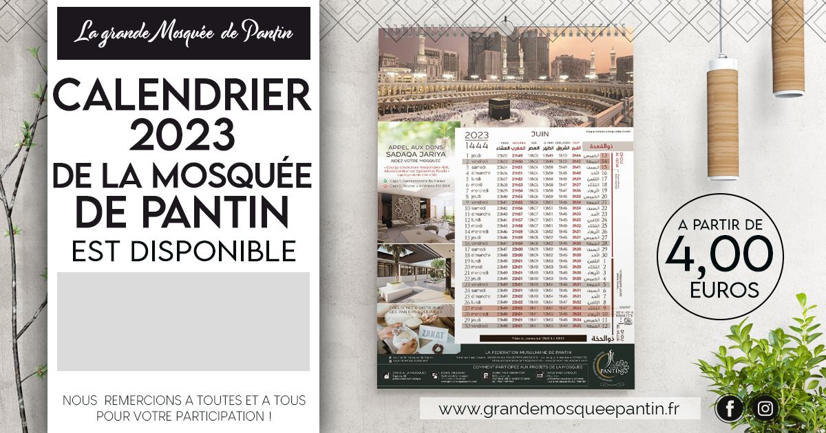Calendrier 2023 mosquee pantin