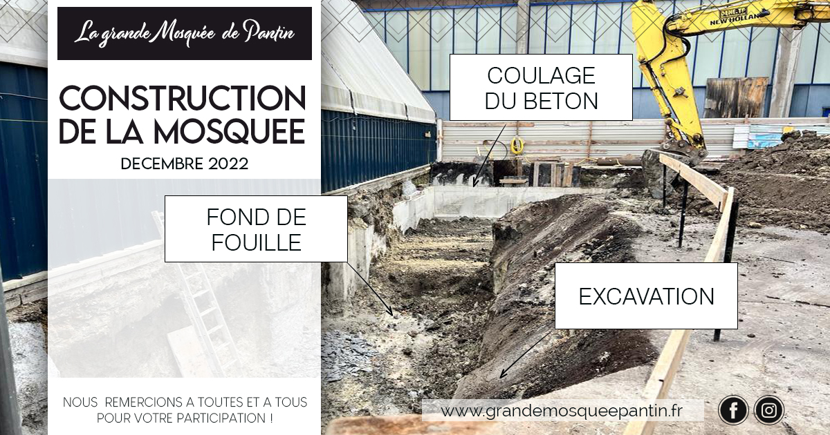 fondation construction mosquee pantin fond de fouille