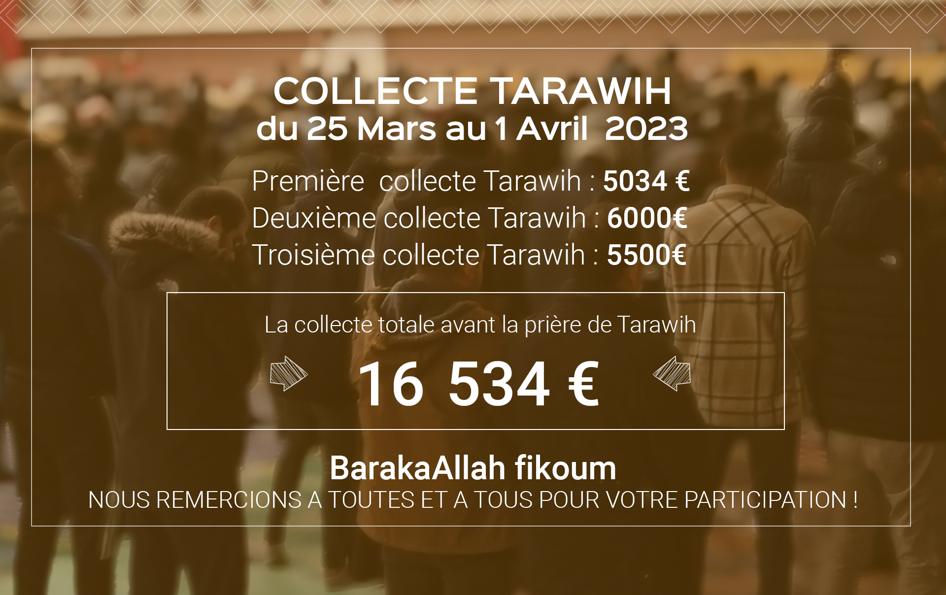 collecte tarawih Mosquee Pantin